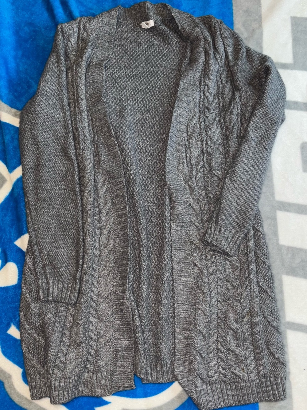 Westport Charcoal Cable Knit Open-Front Cardigan women’s large